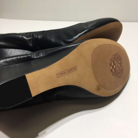 EUC Vince Camuto Black Leather Wedges Size 11.5 - Picture 8 of 8